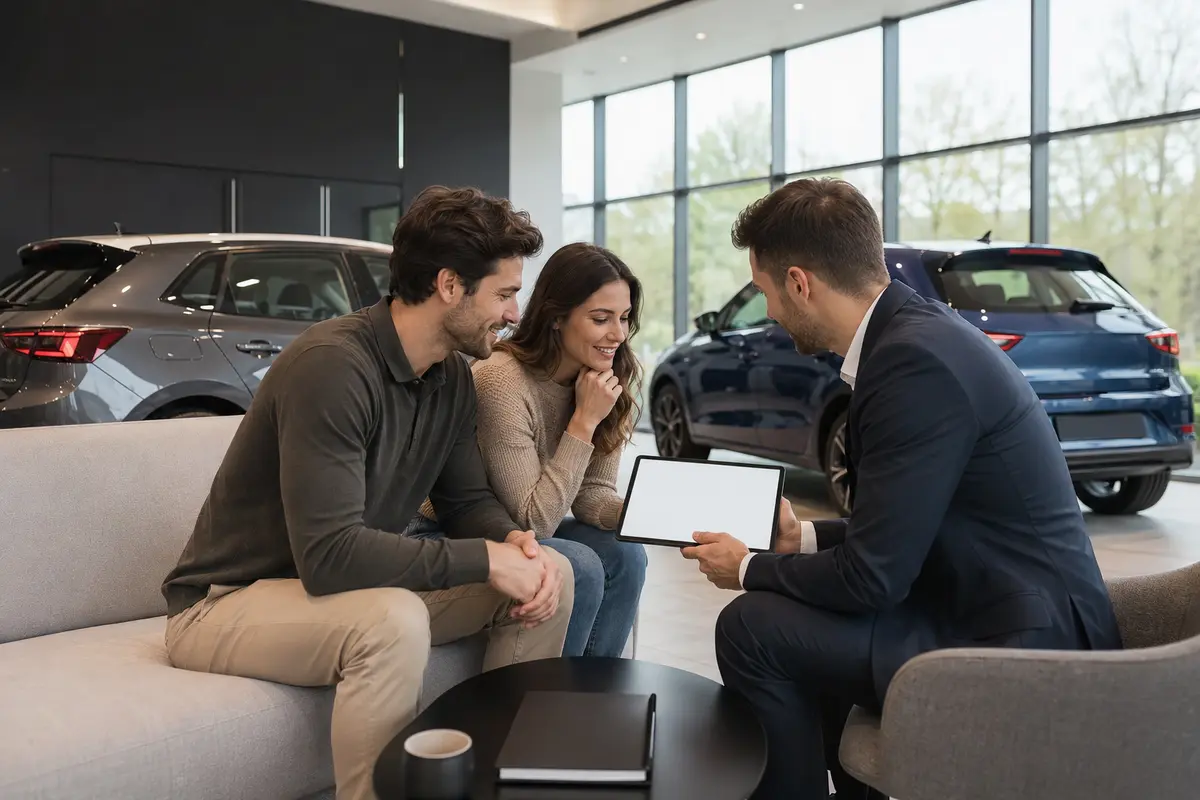 Private lease wordt in een showroom besproken